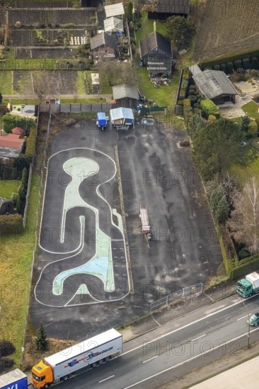 Aerial photo model training area at the Römerstraße in Hamm, Ruhr area, North Rhine-Westphalia, Germany, DE, Europe, Hamm, aerial view, aerial photograph, aerial photography, aerial photography, Rhine-Ruhr metropolitan region, overview, bird's-eye view, overview