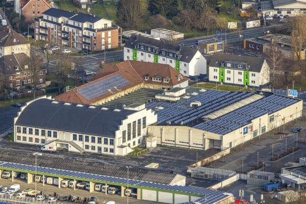 Aerial view central halls exhibition centre Ökonomierat-Peitzmeier-Platz in Hamm, Ruhr area, North Rhine-Westphalia, Germany, DE, Europe, Hamm, aerial view, aerial photograph, aerial photography, aerial photography, Rhine-Ruhr metropolitan region, overview, bird's-eye view, overview