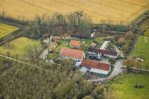 Aerial view Brauhof Wilshaus in Hamm, Ruhr area, North Rhine-Westphalia, Germany, excursion destination, Baumstraße, DE, Europe, half-timbered houses, Hamm, aerial view, aerial photograph, aerial photography, aerial photography, Rhine-Ruhr metropolitan region, overview, bird's eye view, birds-eyes view, overview