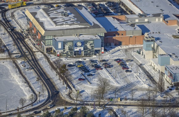 Aerial view, Westpress-Arena, Uentrop, Hamm, Ruhr area, North Rhine-Westphalia, Germany, DE, Europe, aerial photography, aerial photography, aerial photography, snow, overview, bird's-eye view, winter, birds-eyes, view, overview, gymnastics, school sports, ball sports, fitness, sports, movement