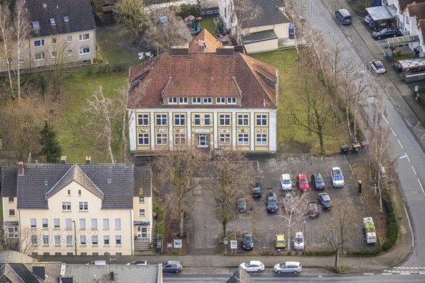 Aerial view old school Werries in Hamm, Ruhr area, North Rhine-Westphalia, Germany, DE, Europe, Hamm, aerial view, aerial photograph, aerial photography, aerial photography, Rhine-Ruhr metropolitan region, school, overview, bird's-eye view, overview
