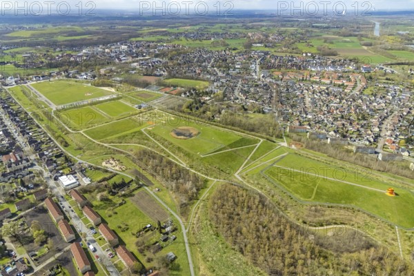 Aerial view, Lippepark Hamm - Schacht Franz, Herringen, Hamm, Ruhr area, North Rhine-Westphalia, Germany, DE, Europe, leisure facility, leisure area, leisure area, leisure activities, aerial view, aerial photography, aerial photography, park, overview, bird's-eye view, overview