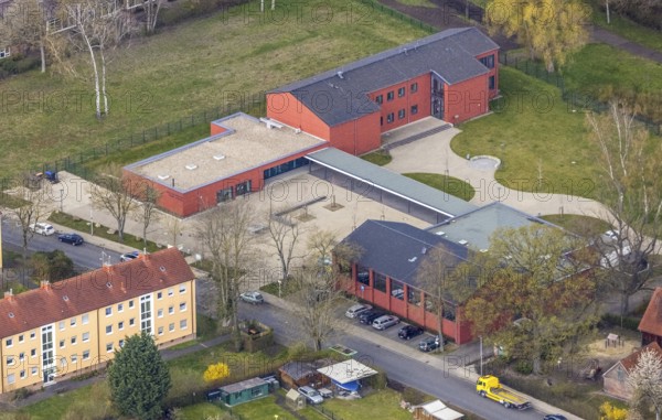Aerial view, district centre Hamm-Norden, Bockum-Hövel, Hamm, Ruhr area, North Rhine-Westphalia, Germany, meeting centre, DE, Europe, aerial view, aerial photography, aerial photography, social work, social spaces, social services, overview, event location, event centre, bird's eye view, birds-eyes view, overview