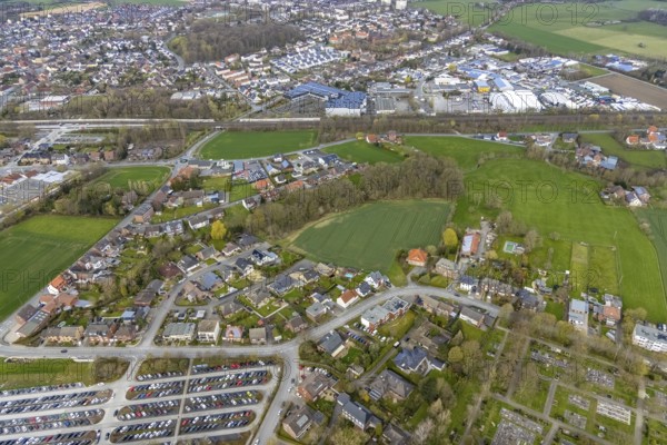 Aerial view, construction area In der Gehr, Enniger Weg, Ahlener Straße and Nortbeck, Nördliche Gehr, Heessen, Hamm, Ruhr area, North Rhine-Westphalia, Germany, d 0.105132 0.199793, construction area, building site, building plots, construction project, DE, Europe, aerial view, aerial photography, aerial photography, overview, bird's-eye view, overview