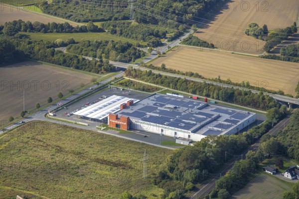 Aerial view Ulu Mosque in the district of Herringen in Hamm, Ruhr area, North Rhine-Westphalia, Germany, place of worship, DE, Dortmunder Straße, Europe, religious community, place of worship, Hamm, holy place, church, parish, denomination, aerial view, aerial photograph, aerial photography, aerial photography, Rhine-Ruhr metropolitan region, mosque, religion, religious site, overview, bird's-eye view, overview