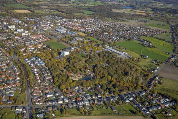 Aerial view, Maximilianpark in the district Uentrop in Hamm, Ruhr area, North Rhine-Westphalia, Germany, DE, Europe, leisure centre, leisure area, leisure park, glass elephant, Hamm, aerial view, aerial photography, aerial photography, MaxiPark, overview, bird's eye view, landmark, birds-eyes view, overview