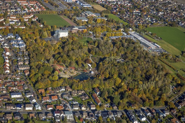 Aerial view, Maximilianpark in the district Uentrop in Hamm, Ruhr area, North Rhine-Westphalia, Germany, DE, Europe, leisure centre, leisure area, leisure park, glass elephant, Hamm, aerial view, aerial photography, aerial photography, MaxiPark, overview, bird's eye view, landmark, birds-eyes view, overview