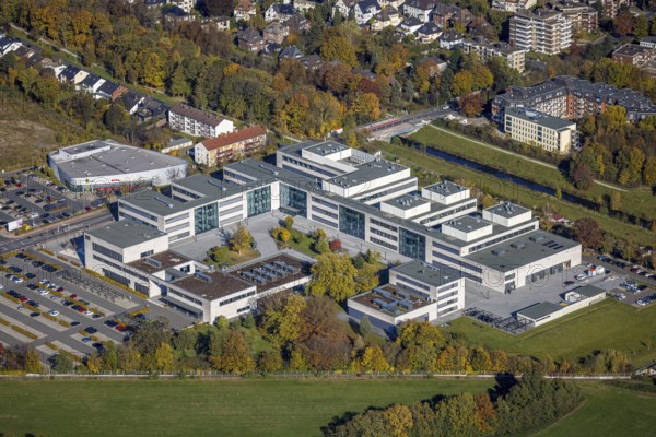 Aerial view, Hamm-Lippstadt University of Applied Sciences in the Mitte district of Hamm, Ruhr area, North Rhine-Westphalia, Germany, education, educational institution, DE, Europe, Hamm, university, teaching institute, aerial view, aerial photography, aerial photography, Marker Allee, school, overview, university, bird's eye view, bird's eye view, overview