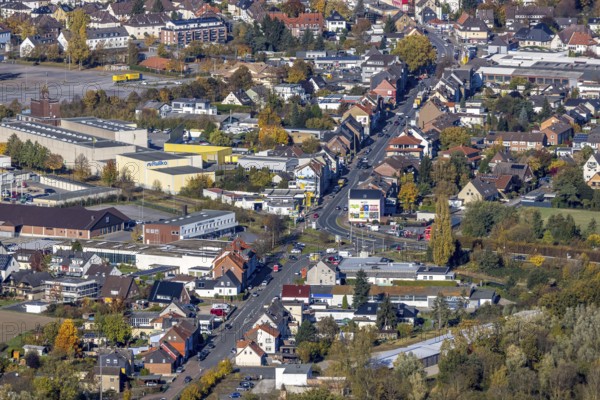 Aerial view, Werler Straße B63 in the district Rhynern in Hamm, Ruhr area, North Rhine-Westphalia, Germany, DE, Europe, Hamm, aerial view, aerial photography, aerial photography, Rullko Großeinkauf, social institution, overview, bird's-eye view, overview