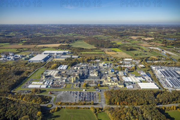 Aerial view, construction site Distribution Park between Trianelstraße and Trianel GasKraftwerk as well as DuBay Polymer GmbH in the district Uentrop in Hamm, Ruhr area, North Rhine-Westphalia, Germany, DE, Europe, commercial enterprises, commercial area, commercial park, commercial location, commercial use, Hamm, industrial area, industrial building, industrial location, aerial view, aerial photography, aerial photography, overview, bird's-eye view, overview