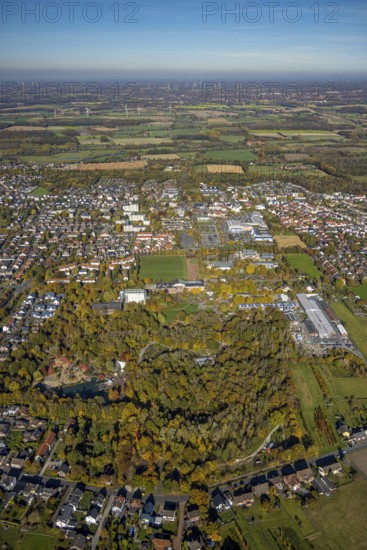 Aerial view, Maximilianpark in the district Uentrop in Hamm, Ruhr area, North Rhine-Westphalia, Germany, DE, Europe, leisure centre, leisure area, leisure park, glass elephant, Hamm, aerial view, aerial photography, aerial photography, MaxiPark, overview, bird's eye view, landmark, birds-eyes view, overview