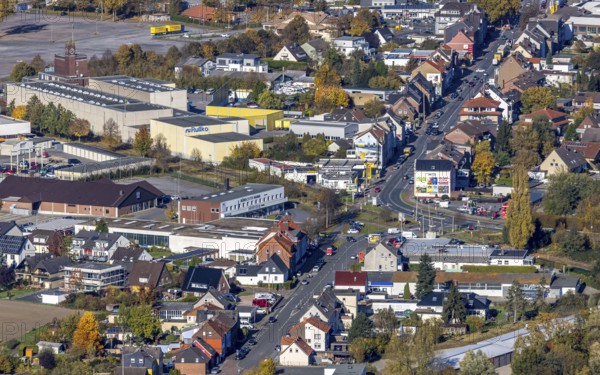 Aerial view, Werler Straße B63 in the district Rhynern in Hamm, Ruhr area, North Rhine-Westphalia, Germany, DE, Europe, Hamm, aerial view, aerial photography, aerial photography, Rullko Großeinkauf, social institution, overview, bird's-eye view, overview