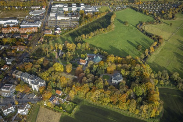 Aerial view, Haus Kentrop an der Marker Allee im Stadtteil Mitte in Hamm, Ruhr area, North Rhine-Westphalia, Germany, DE, Europe, property tax, Hamm, real estate, landlord living, aerial view, aerial photography, aerial photography, overview, bird's eye view, living and life, residential buildings, quality of living, birds-eyes view, overview