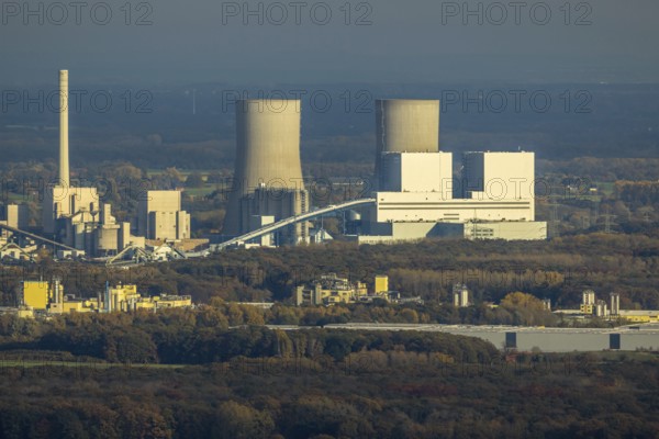 Aerial view, RWE power plant Westfalen in the district Uentrop in Hamm, Ruhr area, North Rhine-Westphalia, Germany, DE, Europe, Hamm, power plant, aerial view, aerial photography, aerial photography, overview, bird's eye view, birds-eyes view, overview