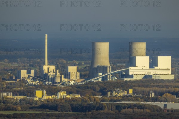 Aerial view, RWE power plant Westfalen in the district Uentrop in Hamm, Ruhr area, North Rhine-Westphalia, Germany, DE, Europe, Hamm, power plant, aerial view, aerial photography, aerial photography, overview, bird's eye view, birds-eyes view, overview