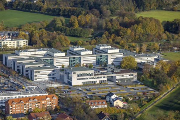 Aerial view, Hamm-Lippstadt University of Applied Sciences in the Mitte district of Hamm, Ruhr area, North Rhine-Westphalia, Germany, education, educational institution, DE, Europe, Hamm, university, teaching institute, aerial view, aerial photography, aerial photography, school, overview, university, bird's-eye view, bird's-eye view, overview
