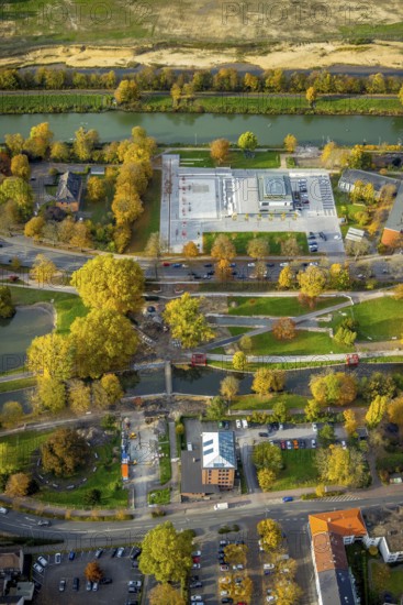 Aerial view, water sports centre and Nordringpark in the district Mitte in Hamm, Ruhr area, North Rhine-Westphalia, Germany, DE, Europe, Hamm, aerial view, aerial photography, aerial photography, sports, overview, bird's eye view, water sports, birds-eyes view, overview