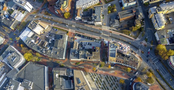 Aerial view, city centre at Platz der Deutschen Einheit and new building on Neue Bahnhofstraße in the Mitte district of Hamm, Ruhr area, North Rhine-Westphalia, Germany