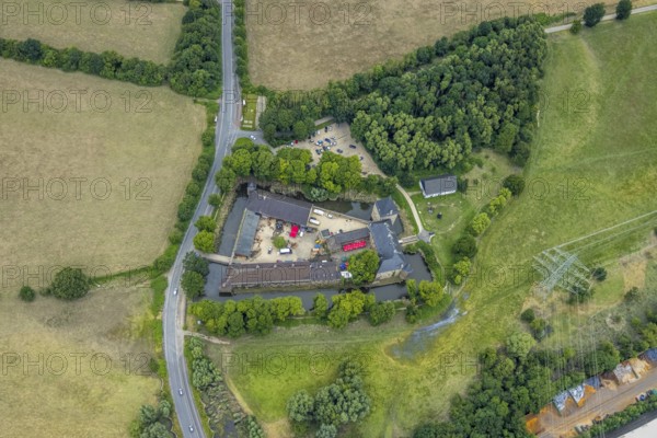 Aerial view, Haus Kemnade, a week ago the Ruhr was still flooding here, course of the Ruhr, Buchholz, Witten, Ruhr area, North Rhine-Westphalia, Germany, DE, Europe, birds-eyes view, aerial view, aerial photography, aerial photography, overview, bird's eye view