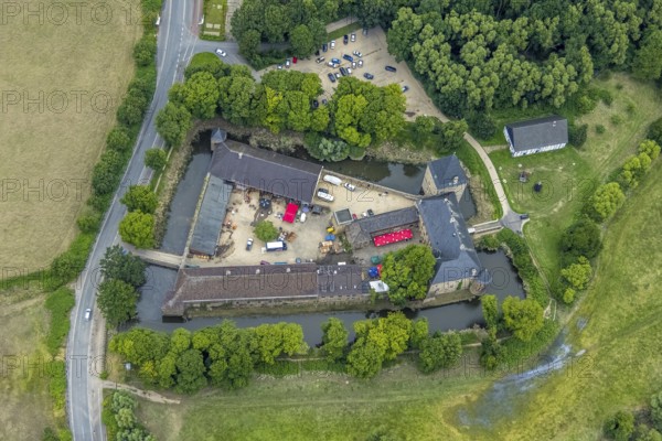 Aerial view, Haus Kemnade, a week ago the Ruhr was still flooding here, course of the Ruhr, Buchholz, Witten, Ruhr area, North Rhine-Westphalia, Germany, DE, Europe, birds-eyes view, aerial view, aerial photography, aerial photography, overview, bird's eye view, in front of and after