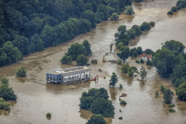 Aerial photo, Ruhr flood, flooding, Stiepel, city limits Bochum Hattingen, Ruhr area, North Rhine-Westphalia, Germany, Bochum, DE, Europe, birds-eyes view, aerial photo, aerial photography, aerial photography, overview, overview, bird's eye view, flood, flood of the century, in front of and after