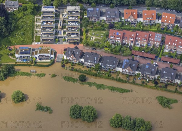 Aerial photo, Ruhr flood, flooding, Hattingen, Ruhr area, North Rhine-Westphalia, Germany, DE, Europe, birds-eyes view, aerial photo, aerial photography, aerial photography, overview, bird's eye view, flood, flood of the century