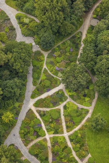 Aerial photo, Maximilianpark leisure park, rose garden, Uentrop, Hamm, Ruhr area, North Rhine-Westphalia, Germany, DE, Europe, leisure facility, leisure activities, leisure park, leisure enjoyment, aerial photo, aerial photography, aerial photography, MaxiPark, overview, bird's-eye view, birds-eyes view, overview