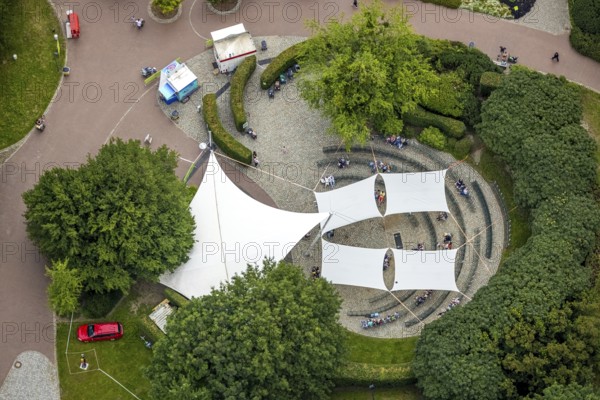 Aerial photo, Maximilianpark leisure park, sun sail, Uentrop, Hamm, Ruhr area, North Rhine-Westphalia, Germany, DE, Europe, leisure facility, leisure activities, leisure park, leisure enjoyment, aerial photo, aerial photography, aerial photography, MaxiPark, overview, bird's-eye view, birds-eyes view, overview