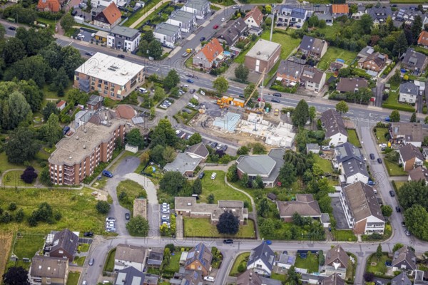 Aerial view, Amalie-Sieveking-Haus with construction site and new construction of retirement homes, Alter Uentroper Weg, Uentrop, Hamm, Ruhr area, North Rhine-Westphalia, Germany, retirement home, old people's home, construction work, construction area, construction site, building plots, construction project, construction project, construction site, care and nursing, DE, Europe, aerial view, aerial photography, aerial photography, new building, care facility, retirement home, retirement residence, retirement home, retirement centre, overview, bird's-eye view, bird's-eye view, overview