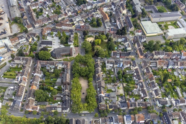 Aerial view, catholic Josefskirche and Viktoriaplatz in Mitte, Hamm, Ruhr area, North Rhine-Westphalia, Germany, place of worship, DE, Europe, religious community, place of worship, holy place, church, parish, denomination, aerial view, aerial photography, aerial photography, market, market place, religion, religious site, overview, bird's-eye view, birds-eyes view, overview