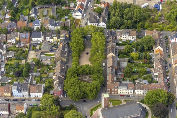 Aerial view, catholic Josefskirche and Viktoriaplatz in Mitte, Hamm, Ruhr area, North Rhine-Westphalia, Germany, place of worship, DE, Europe, religious community, place of worship, holy place, church, parish, denomination, aerial view, aerial photography, aerial photography, market, market place, religion, religious site, overview, bird's-eye view, birds-eyes view, overview
