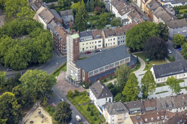 Aerial view, catholic Josefskirche and Viktoriaplatz in Mitte, Hamm, Ruhr area, North Rhine-Westphalia, Germany, place of worship, DE, Europe, religious community, place of worship, holy place, church, parish, denomination, aerial view, aerial photography, aerial photography, market, market place, religion, religious site, overview, bird's-eye view, birds-eyes view, overview