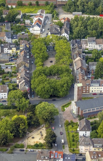 Aerial view, catholic Josefskirche and Viktoriaplatz in Mitte, Hamm, Ruhr area, North Rhine-Westphalia, Germany, place of worship, DE, Europe, religious community, place of worship, holy place, church, parish, denomination, aerial view, aerial photography, aerial photography, market, market place, religion, religious site, overview, bird's-eye view, birds-eyes view, overview