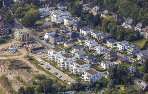Aerial view, construction site and new construction of the Paracelsuskarree housing estate at the SCI:Q Science Quarter in the Mitte district of Hamm, Ruhr area, North Rhine-Westphalia, Germany, construction work, construction area, construction site, building plots, construction project, construction site, DE, Europe, property tax, Hamm, real estate, aerial photograph, aerial photography, aerial photography, new construction, overview, bird's eye view, residential complex, living and living, residential area, residential buildings, residential quality, residential quarter, residential estate, birds-eyes view, overview