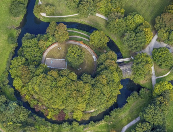 Aerial view, Burghügel Mark in the district Uentrop in Hamm, Ruhr area, North Rhine-Westphalia, Germany, DE, Europe, Hamm, aerial view, aerial photography, aerial photography, Marker Burghügel, sight, overview, bird's-eye view, overview