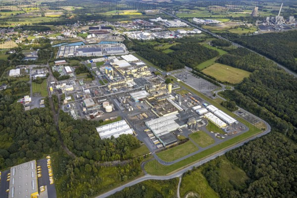 Aerial view, construction site Distribution Park between Trianelstraße and Trianel power plant in the district of Uentrop in Hamm, Ruhr area, North Rhine-Westphalia, Germany, construction work, construction area, building site, building plots, construction project, construction site, DE, Europe, commercial enterprises, commercial area, commercial park, commercial site, commercial use, Hamm, industrial area, industrial building, industrial site, aerial photograph, aerial photography, aerial photography, Trianelstraße, overview, bird's-eye view, birds-eyes view, overview