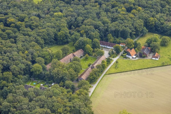 Aerial view, Eilmser Wald in Eilmsen in Welver, Ruhr area, North Rhine-Westphalia, Germany, DE, Europe, aerial view, aerial photography, aerial photography, overview, bird's-eye view, Welver, birds-eyes view, overview