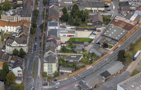 Aerial view, new kindergarten Wilhelmstraße in the district Mitte in Hamm, Ruhr area, North Rhine-Westphalia, Germany, DE, Europe, Hamm, kindergarten, day-care centre, day-care centre, aerial view, aerial photography, aerial photography, overview, bird's-eye view, overview