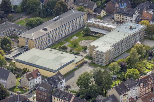 Aerial photo, Eduard-Spranger-Berufskolleg in the Mitte district of Hamm, Ruhr area, North Rhine-Westphalia, Germany, education, educational institution, bunker, DE, Europe, Hamm, college school, teaching institute, aerial photo, aerial photography, aerial photography, school, overview, bird's eye view, birds-eyes view, overview