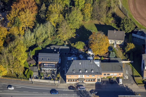 Aerial view, Restaurant Gasthof Hagedorn in the district Bockum-Hövel in Hamm, Ruhr area, North Rhine-Westphalia, Germany, Bockumer Weg, Café, DE, Europe, inn, gastronomy, Hamm, aerial photograph, aerial photography, aerial photography, restaurant, overview, bird's eye view, bird's eye view, overview