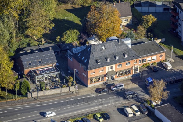 Aerial view, Restaurant Gasthof Hagedorn in the district Bockum-Hövel in Hamm, Ruhr area, North Rhine-Westphalia, Germany, Bockumer Weg, Café, DE, Europe, inn, gastronomy, Hamm, aerial photograph, aerial photography, aerial photography, restaurant, overview, bird's eye view, bird's eye view, overview