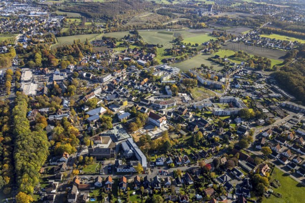 Aerial view, construction area and new construction of flats in the urban renewal area on Waldenburger Straße in the Herringen district of Hamm, Ruhr area, North Rhine-Westphalia, Germany, construction work, construction, construction area, building site, building plots, construction project, construction site, DE, development, Europe, property tax, Hamm, real estate, capacity requirements, aerial view, aerial photography, aerial photography, new construction, overview, bird's-eye view, growth, housing estate, housing and living, residential area, residential buildings, residential neighbourhood, housing estate, birds-eyes view, overview