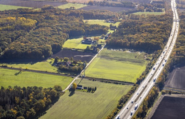 Aerial view, Planned extension of the A1 motorway in the Sandbochum area in the Overberge district of Bergkamen, Ruhr area, North Rhine-Westphalia, Germany, Bergkamen, DE, Europe, aerial view, aerial photography, aerial photography, overview, bird's-eye view, overview