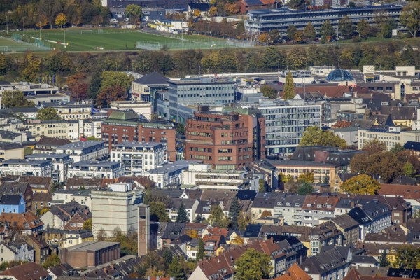 Aerial view, city centre view with view over the Allee-Center to the Hammer Technology and Start-up Centre in the district Rhynern in Hamm, Ruhr area, North Rhine-Westphalia, Germany, City, DE, Europe, Hamm, city centre, aerial view, aerial photography, aerial photography, skyline, city view, city centre, overview, bird's-eye view, overview