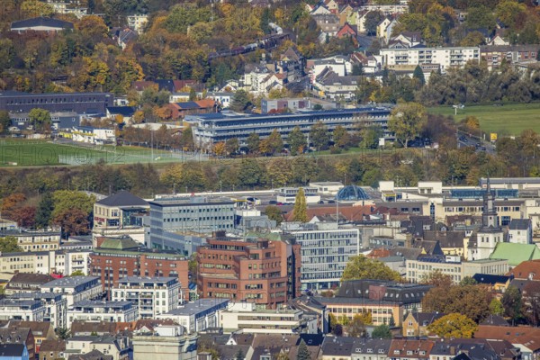 Aerial view, city centre view with view over the Allee-Center to the Hammer Technology and Start-up Centre in the district Rhynern in Hamm, Ruhr area, North Rhine-Westphalia, Germany, City, DE, Europe, Hamm, city centre, aerial view, aerial photography, aerial photography, skyline, city view, city centre, overview, bird's-eye view, overview
