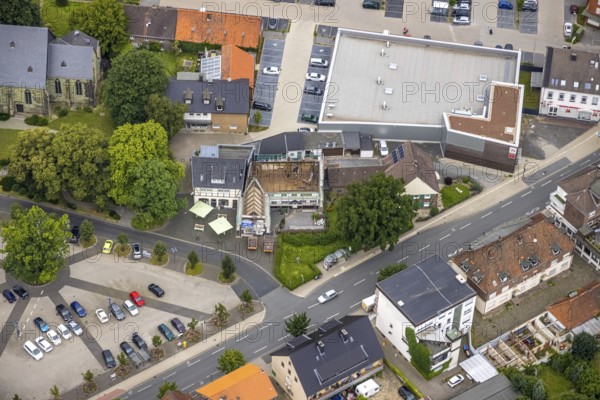 Aerial view, construction site Neufchateaustraße corner Herringer Markt, Herringen, Hamm, Ruhr area, North Rhine-Westphalia, Germany, construction work, construction area, building site, building plots, construction project, construction site, DE, Europe, aerial view, aerial photography, aerial photography, overview, bird's-eye view, overview