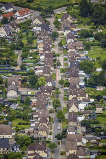 Aerial view, workers' housing estate Isenbecker Hof, Juffernbuschstraße, Herringen, Hamm, Ruhr area, North Rhine-Westphalia, Germany, miners' housing estate, DE, Europe, property tax, real estate, aerial view, aerial photography, aerial photography, overview, bird's-eye view, housing estate, housing and living, residential area, residential buildings, housing quality, residential neighbourhood, housing estate, birds-eyes view, overview