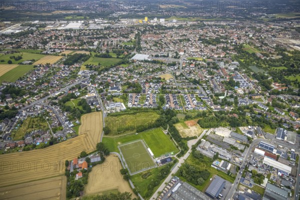Aerial view, residential area Liboriusweg, Auf dem Daberg, Friedhelm-Hengstenberg-Straße, Pelkum, Hamm, Ruhr area, North Rhine-Westphalia, Germany, DE, Europe, property tax, real estate, aerial photograph, aerial photography, aerial photography, overview, bird's-eye view, housing estate, living and living, residential area, residential buildings, residential quality, residential neighbourhood, housing estate, birds-eyes view, overview