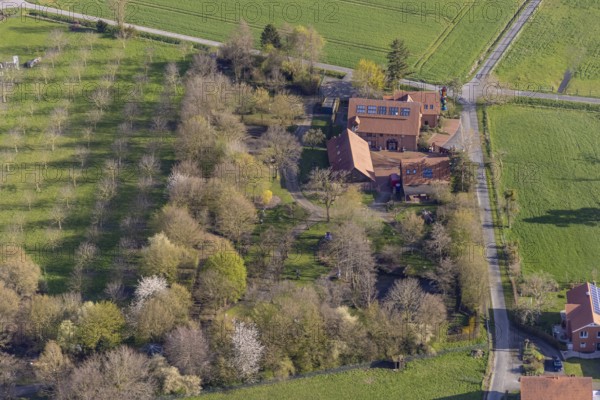 Aerial photograph, Otmar Alt Foundation, Uentrop, Hamm, Ruhr area, North Rhine-Westphalia, Germany, DE, Europe, art, artwork, aerial photograph, aerial photography, aerial photography, Obere Rothe, park, foundation, overview, bird's-eye view, overview