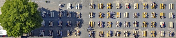 Aerial view of the spa hotel Hamm, spa hotel Bad Hamm, largest beer garden in Hamm, next to the manual therapy clinic, spa garden, Uentrop, Hamm, Ruhr area, North Rhine-Westphalia, Germany, DE, Europe, aerial photo, birds-eyes view, aerial photography, aerial photography, overview, bird's eye view